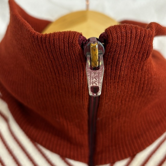 Vintage 70s zip Up Striped Women's large Retro Casual Rust - Picture 5 of 8